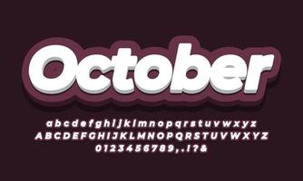 oktober monat text 3d lila design vektor