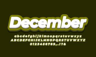 december månad text 3d grön design vektor