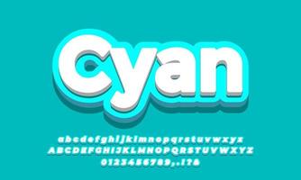 Cyan heller 3D-Farbtexteffekt vektor