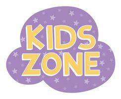 Kids Zone Schriftzug lila Sterne Hintergrund vektor