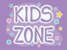 Kids Zone Schriftart Kreativität Sterne lila Hintergrund vektor