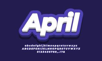 april monat text 3d lila design vektor