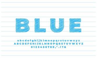 fet blå skiss texteffekt eller teckensnitt effekt stil design vektor