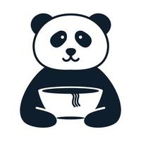 Tierpanda glücklich süß mit Essen Nudelschüssel Logo Vektor Icon Design