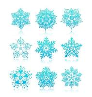 vektor handritade snöflingor silhuetter isolerade, vinter jul vintage ikoner. du kan använda den på kort