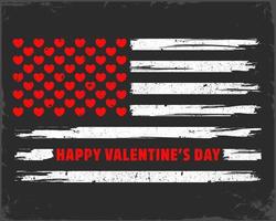 glad alla hjärtans dag koncept med amerikanska flaggan grunge och små hjärtan istället för stjärnor vektor