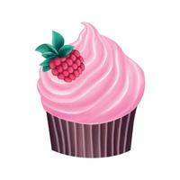 Cupcake mit Sahne und Erdbeere. Vektor-Illustration vektor