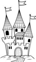 tecknade slott för målarbok isolerade vit bakgrund vektor