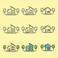 Sammlung von Haussymbolen, die für Eigentum und Umwelt verwendet werden. vektor