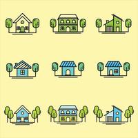 Sammlung von Haussymbolen, die für Eigentum und Umwelt verwendet werden. vektor