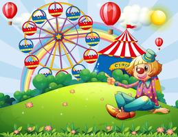 En clown på kullen med karneval vektor