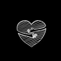 handritad kramar hjärta isolerad på en vit bakgrund. hjärta med händer. doodle stil vektor