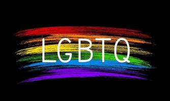 lgbtq stolz schriftzug auf grunge pinselstrichen textur regenbogenfahne. LGBT-Community-Banner oder Poster. Symbol für Schwulenstolz. internationaler tag gegen homophobie-vektorillustration.