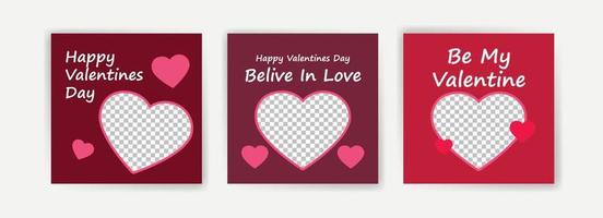 Social-Media-Beitragsvorlage für den Valentinstag. Kartenvorlage für den Valentinstag. vektor
