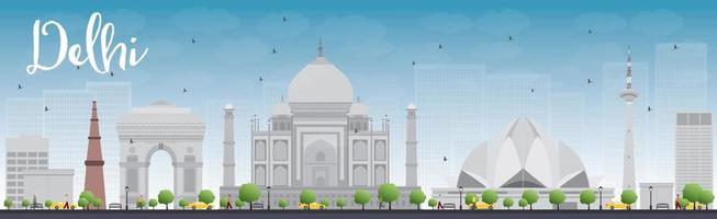 Skyline von Delhi mit grauen Wahrzeichen und blauem Himmel vektor