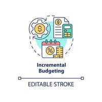 Symbol für das inkrementelle Budgetierungskonzept. Finanzplanungsmethode abstrakte Idee dünne Linie Abbildung. isolierte Umrisszeichnung. editierbarer Strich. Roboto-Medium, unzählige pro-fette Schriftarten verwendet vektor