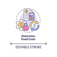 bestämma fasta kostnader konceptikon. återkommande betalningar. start budgetering abstrakt idé tunn linje illustration. isolerade konturritning. redigerbar linje. roboto-medium, otaliga pro-bold typsnitt som används vektor