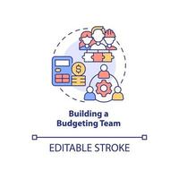 Erstellen eines Symbols für das Konzept des Budgetierungsteams. Budgetmanagement Mitarbeiter abstrakte Idee dünne Linie Abbildung. isolierte Umrisszeichnung. editierbarer Strich. Roboto-Medium, unzählige pro-fette Schriftarten verwendet vektor