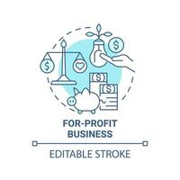 für Profit Business blaues Konzept Symbol. Social Entrepreneurship Art abstrakte Idee dünne Linie Illustration. kommerzielle und gemeinnützige Organisation. Vektor isolierte Umrissfarbe Zeichnung. editierbarer Strich