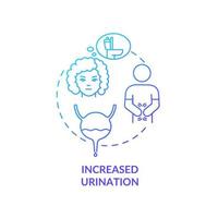 ökad urinering blå gradient koncept ikon. frekvent kissning orsakar uttorkning. tecken på diabetes. vätskeförlust abstrakt idé tunn linje illustration. vektor isolerade kontur färgritning.