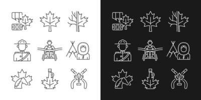 kanadensiska representation linjära ikoner inställda för mörkt och ljust läge. officiella landssymboler. nationellt arv. anpassningsbara symboler för tunna linjer. isolerade vektor kontur illustrationer. redigerbar linje