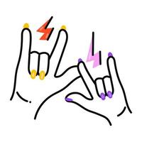 kvinnlig hand visar gesten av rock out, platt ikon vektor