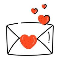 Umschlag mit Herzen, flache Ikone des Liebesbriefs vektor