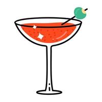 alkoholisches getränk, flache ikone des cocktails vektor