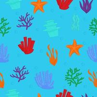 akvarietång seamless mönster. havsväxter, havsalger vektor