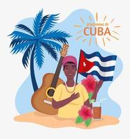 Kuba ikoner på stranden vektor