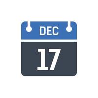 17 december kalenderikon, datumikon vektor
