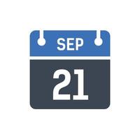 21. September Kalendersymbol, Datumssymbol vektor