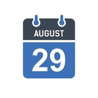 29 augusti kalender datumikon vektor