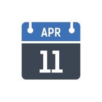 11 april kalenderdatum ikon vektor