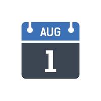 1. August Kalenderdatum Symbol vektor