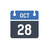 28 oktober datum i månaden kalender vektor