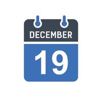 19 december kalenderdatumikon vektor