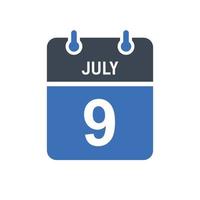 Kalenderdatumssymbol vom 9. Juli vektor