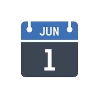 1. juni kalendersymbol, datumssymbol vektor