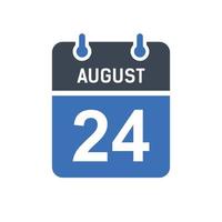 24 augusti kalender datumikon vektor