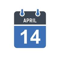 14 april kalenderdatum ikon vektor