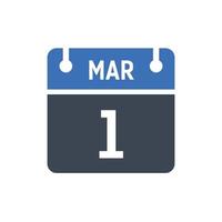 1. März Kalenderdatum Symbol vektor