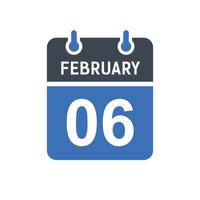 6. Februar Kalenderdatum Symbol vektor