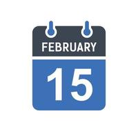 15 februari kalenderdatum ikon vektor