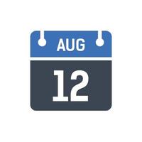 Kalenderdatumssymbol vom 12. August vektor
