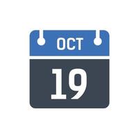 19 oktober datum i månaden kalender vektor