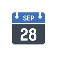 28. September Kalendersymbol, Datumssymbol vektor