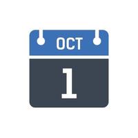 1 oktober datum i månaden kalender vektor