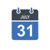 Kalenderdatumssymbol vom 31. Juli vektor