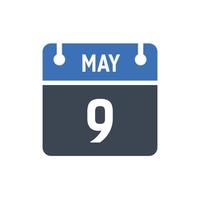 9. mai datum des monatskalenders vektor